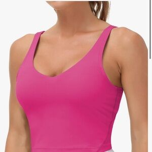Vivid pink long line sports bra